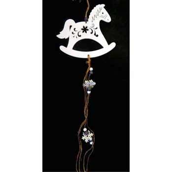 Vánoční dekorace Dekorace, závěsná, dřevěný houpací koník, 11cm, 1ks