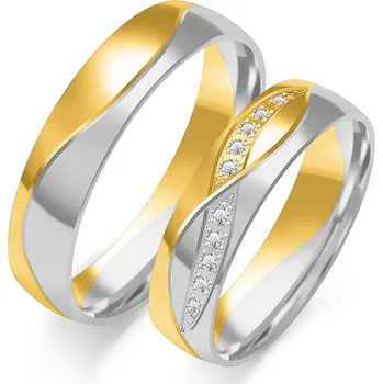 Prsten SOFIA zlatý dámský snubní prsten ZSB-219WYG+WG-CZ