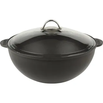 Pánev LAVA Pánev WOK litina 30 cm, 6 l, skleněná poklice