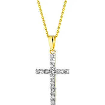 Přívěsek Přívěsek ze žlutého a bílého zlata s brilianty - kříž - 0,25 ct - ryzost 585 - 220.537