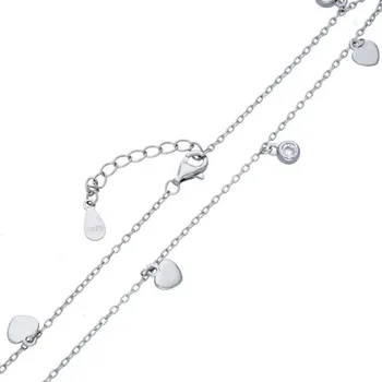 Náramek Goldstore Stříbrný náramek na nohu zirkony a srdce Délka: 24-27 cm