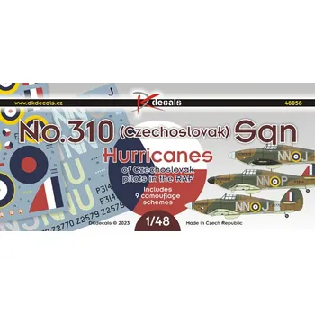 Plastikový model 1/48 No.310 Sqn RAF Hurricanes CZ pilots (9x camo)