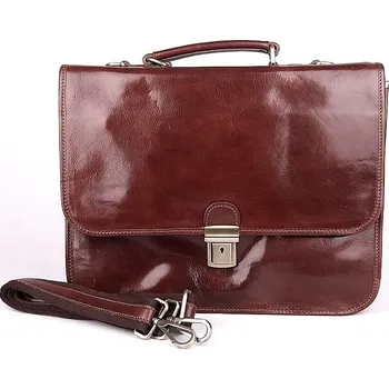 Kabelka Celokožená velká hnědá hladká kožená aktovka Giglio no. 224