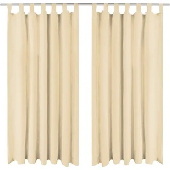 Závěs vidaXL Mikrosaténové závěsy s poutky, 2 ks, 140x245 cm, béžové