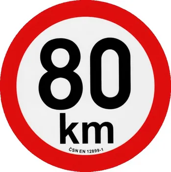 Samolepicí dekorace na vozidlo Autolamp Rychlostní samolepka 80 km, průměr 200 mm, REFLEXNÍ