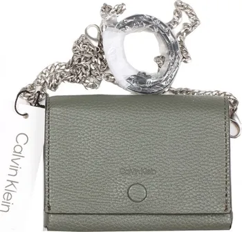 Peněženka Calvin Klein Clutch dámská peněženka s řetízkem 13 x 10 x 3 cm zelená