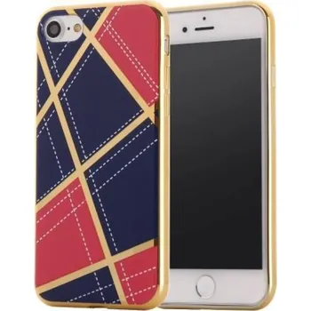 Pouzdro na mobilní telefon Geometric obal se zlatými lemy na iPhone 7 a iPhone 8 - rose/tmavěmodré