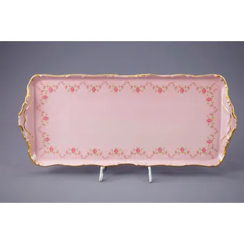 Leander, podnos Amis čtyřhranný 38 cm, růžový porcelán