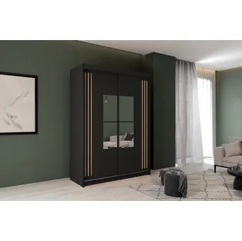 Šatní skříň ARK Šatní skříň IKING, Černá/Dub Artisan 150 cm