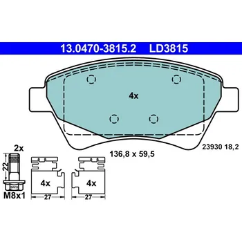 Brzdová destička Sada brzdových destiček, kotoučová brzda ATE 13.0470-3815.2