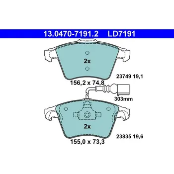 Brzdová destička Sada brzdových destiček, kotoučová brzda ATE 13.0470-7191.2