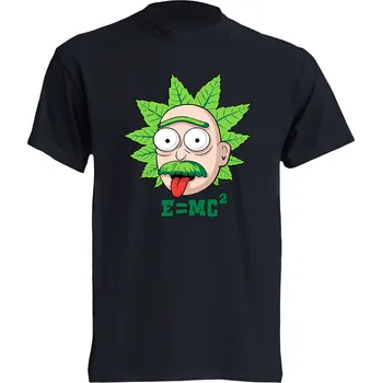 Pánské tričko levne-bavlnene-tricko-potisk-Einstein-Rick-Morty Barva: Black -černá, velikost: 4XL