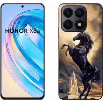 Pouzdro na mobilní telefon Gelový kryt mmCase na mobil Honor X8a - černý kreslený kůň