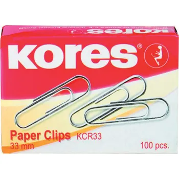 Kancelářské potřeby Dopisní spony Kores - 33 mm I 100 ks
