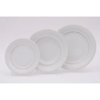 Talíř Sonáta, talířová souprava 18-ti dílná, vzor zlatá linka, Leander