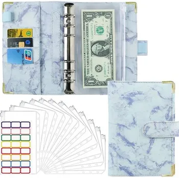 Diář Pořadač s kroužky a 10 fóliemi - nálepky A6 Mramor modrý Lifestyle 97k-cube