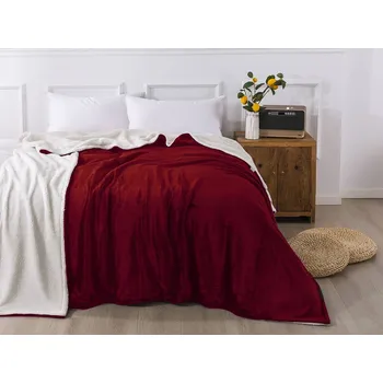 deka XPOSE® Mikroplyšová deka Exclusive s beránkem - vínová 140x200 cm, Mikroplyš s beránkem + Prodloužená možnost vrácení zboží do 50 dnů