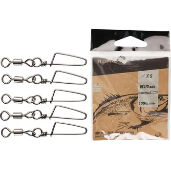 CAPERLAN Obratlík s karabinkou na rybolov Rolling Snap Black Nickel SW 5 ks 4/0