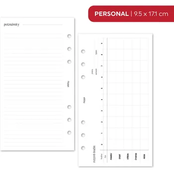 Náplň do diáře Fleppi Náplň do diáře - Rozvrh hodin - VŠ Vyberte velikost náplně: Personal