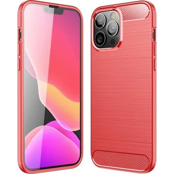 Pouzdro na mobilní telefon Fiber odolný gelový texturovaný obal na mobil iPhone 13 Pro Max 6.7 - červený