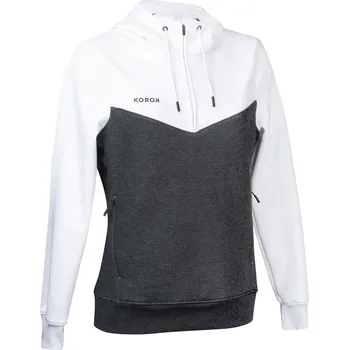 Dámské oblečení KOROK Dámská mikina na pozemní hokej FH500 bílo-šedá S BÍLÁ|ŠEDÁ