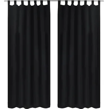 Závěs 2 ks černé mikrosaténové závěsy s poutky 140 x 175 cm