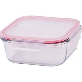 Dóza na potraviny Dóza čtvercová MagicHome BSG1, 1100 ml, 18x18x7cm, borosilikátové sklo/PP, Clip