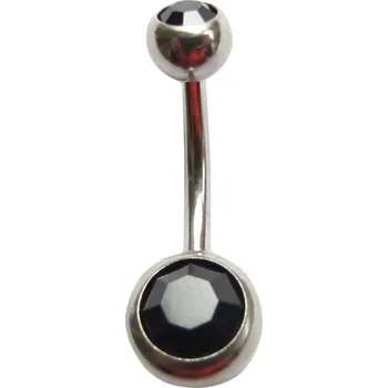 Piercing Ocelový piercing banánek s krystaly mix barev 1,6 x 10mm :: Černá 1,6 x 10mm