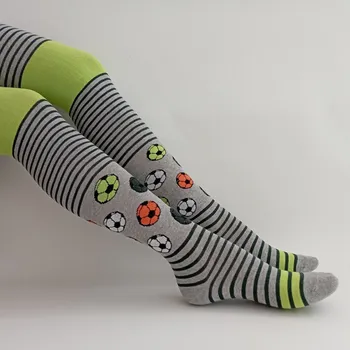 České punčocháče TREPON LIONEL šedé se zelenkavou s fotbalovými míči velikost oblečení - děti: 92/98