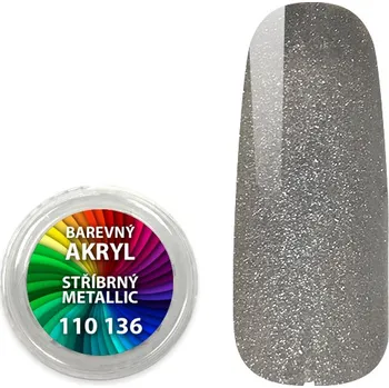 Umělé nehty Akryl pudr metalický - Stříbrný metallic 4ml