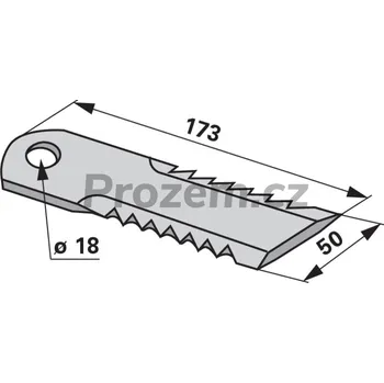 Pracovní nůž Nůž drtiče pro Biso, Claas, Rasspe, 173/3/50/18 mm, ozubený, 283451150000, 0652940, 51123