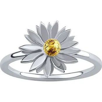 Módní doplněk Stříbrný prsten Sedmikráska zlacený 18kt zlatem velikost obvod 52 mm KRN0949RGP-obvod 52 mm