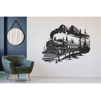 Samolepící dekorace Lepy.cz Samolepka na zeď Vlak Velikost (šířka x výška): 85x68cm, Barevná varianta: Světle šedivá