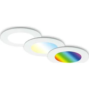BRILONER RGB-CCT LED vestavná svítidla sada, pr.9,2 cm, 3x LED, 4,8 W, 450 lm, bílé IP65 BRI 7035-036
