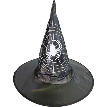 Karnevalový doplněk Čarodějnický klobouk černý pavouk