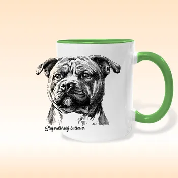 Hrnek - Stafordšírský bulterier Barva: Zelená