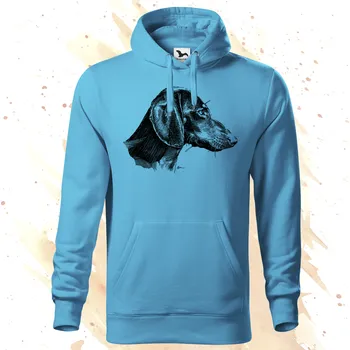 Dámská mikina Mikina - Jezevčík z profilu Barva: Modrá - tyrkysová (44), Velikost: XXL, Střih: Pánské