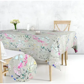 Povlečení Ervi bavlněné povlečení oboustranné - Modré a růžové květinky/světle fialové