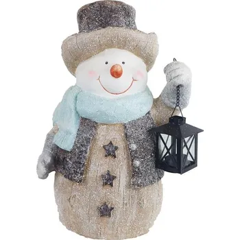 Vánoční dekorace MOREX X5299 sněhulák 25 x 16 x 42 cm hnědá