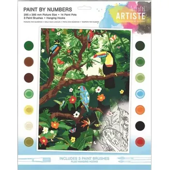 Výtvarná sada DP Craft Malování podle čísel - ohrožený deštný les - 14barev, 3štětce