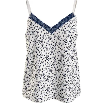 Dámské pyžamo Dámský pyžamový top WOVEN CAMI PRINT UW0UW05006 02X bílý s potiskem - Tommy Hilfiger M