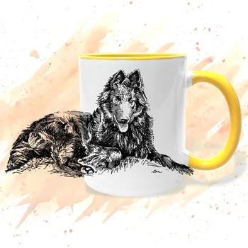 Hrnek - Belgický ovčák Groenendael Barva: Žlutá