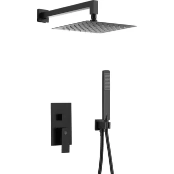 Sprchový set KFA Armatura Logon sprchová sada pod omítku s dešťovou sprchou černá 5139-501-81