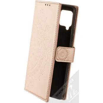 Pouzdro na mobilní telefon 1Mcz Glyptic Mandala 1 Book flipové pouzdro pro Samsung Galaxy A42 5G růžově zlatá (rose gold)