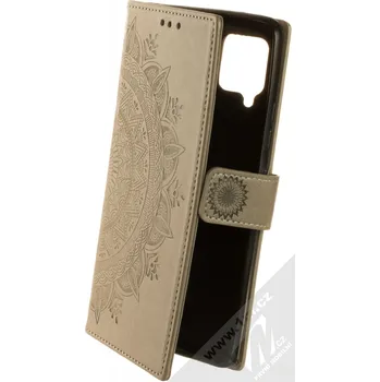 Pouzdro na mobilní telefon 1Mcz Glyptic Mandala 1 Book flipové pouzdro pro Samsung Galaxy A42 5G šedobéžová (taupe)