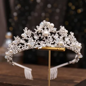 Čelenka B-TOP Luxusní korunka - TIÁRA do vlasů PRINCESS CRYSTAL - stříbrná Typ: Typ 1