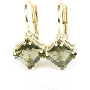 Náušnice Zlato náušnice vltavín 6mm standard brus Au 585/1000 14K 2.16g