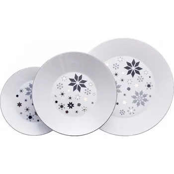 Talíř Thun 1794 Lea, sada talířů, vánoční modré vločky, platina, 12 ks, vánoční modré vločky