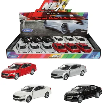 Hračka Teddies Auto Welly Škoda Octavia (new generation) kov/plast 12cm 4 barvy na zpětné natažení