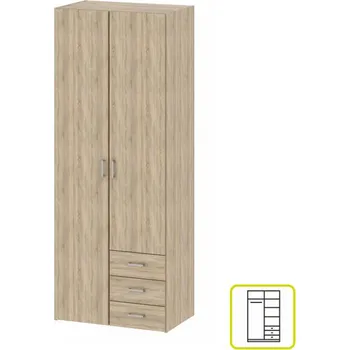 Šatní skříň Skříň, 2 - dveřová, dub sonoma, GWEN 70425